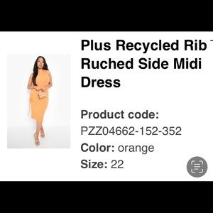 BooHoo Orange Ruched Side Midi Dress